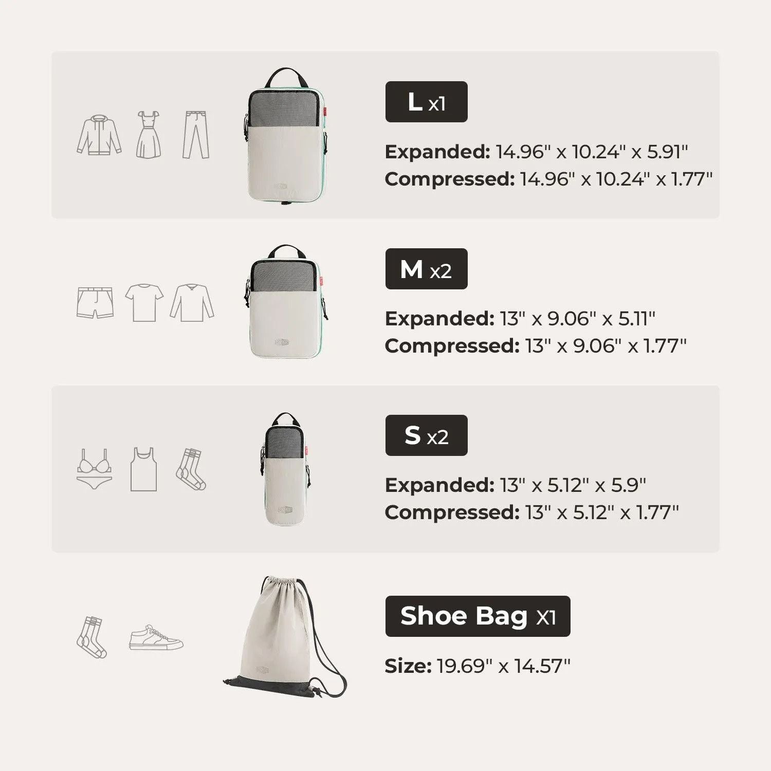 Bagsmart Blast 6-In-1 Compression Packing Cubes