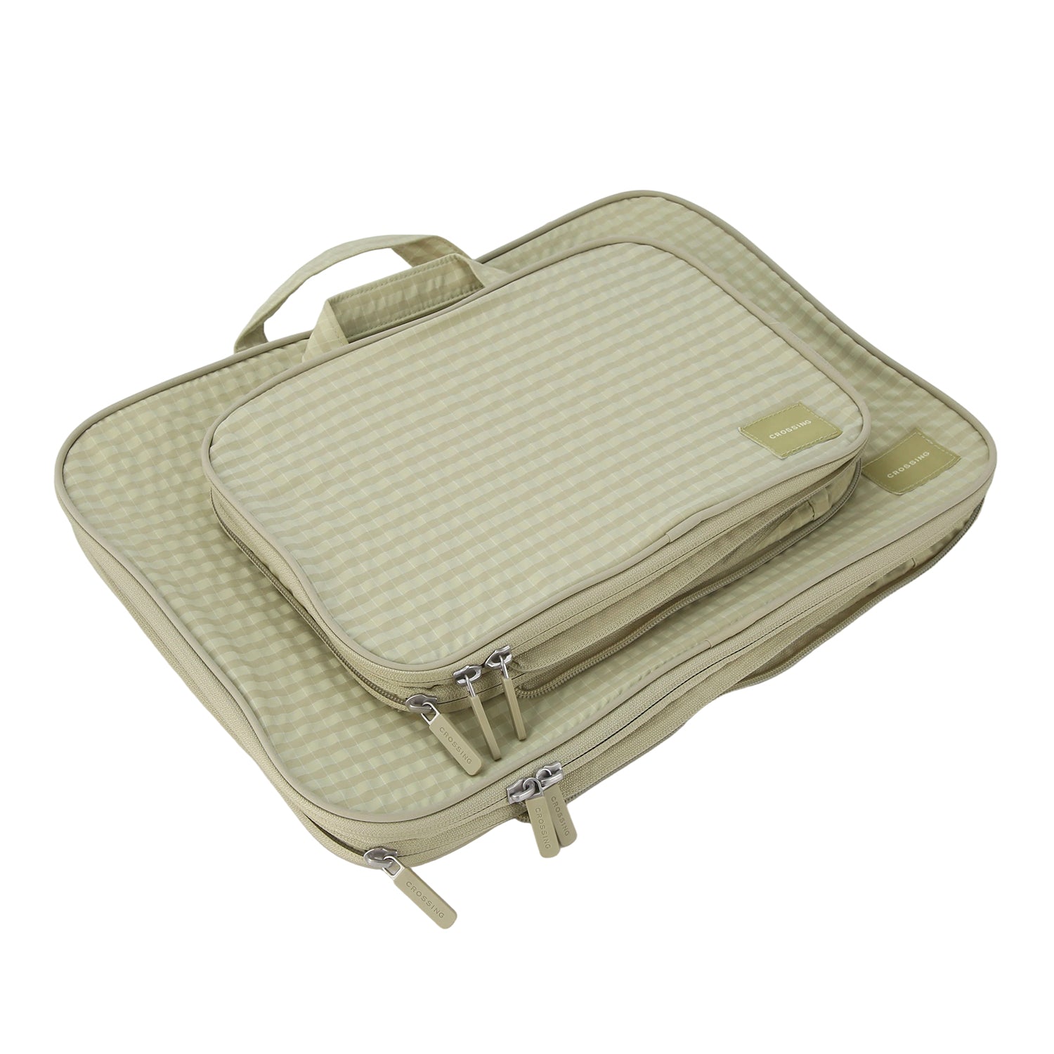 Crossing Waterproof Rayon Checked Compression Packing Cube Set (2-Piece Set)