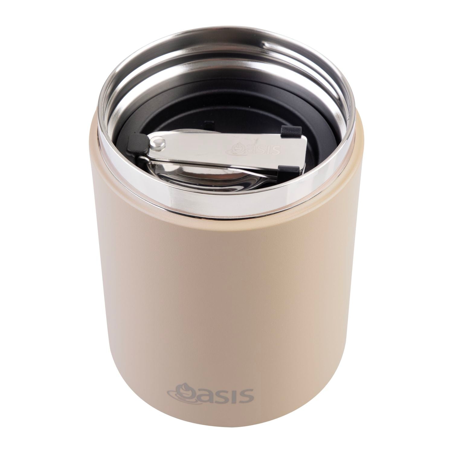 Oasis S/S Insulated Dual Compartment Food Jar W Handle And Spoon 480ML