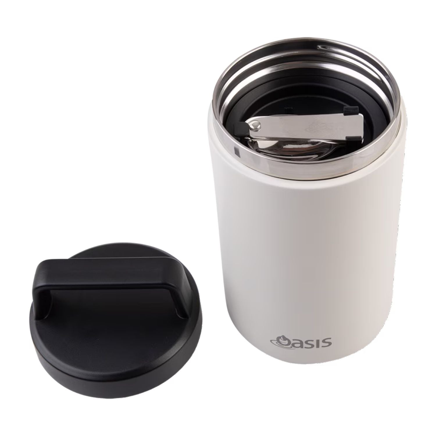 Oasis S/S Insulated Dual Compartment Food Jar W Handle And Spoon 700ML