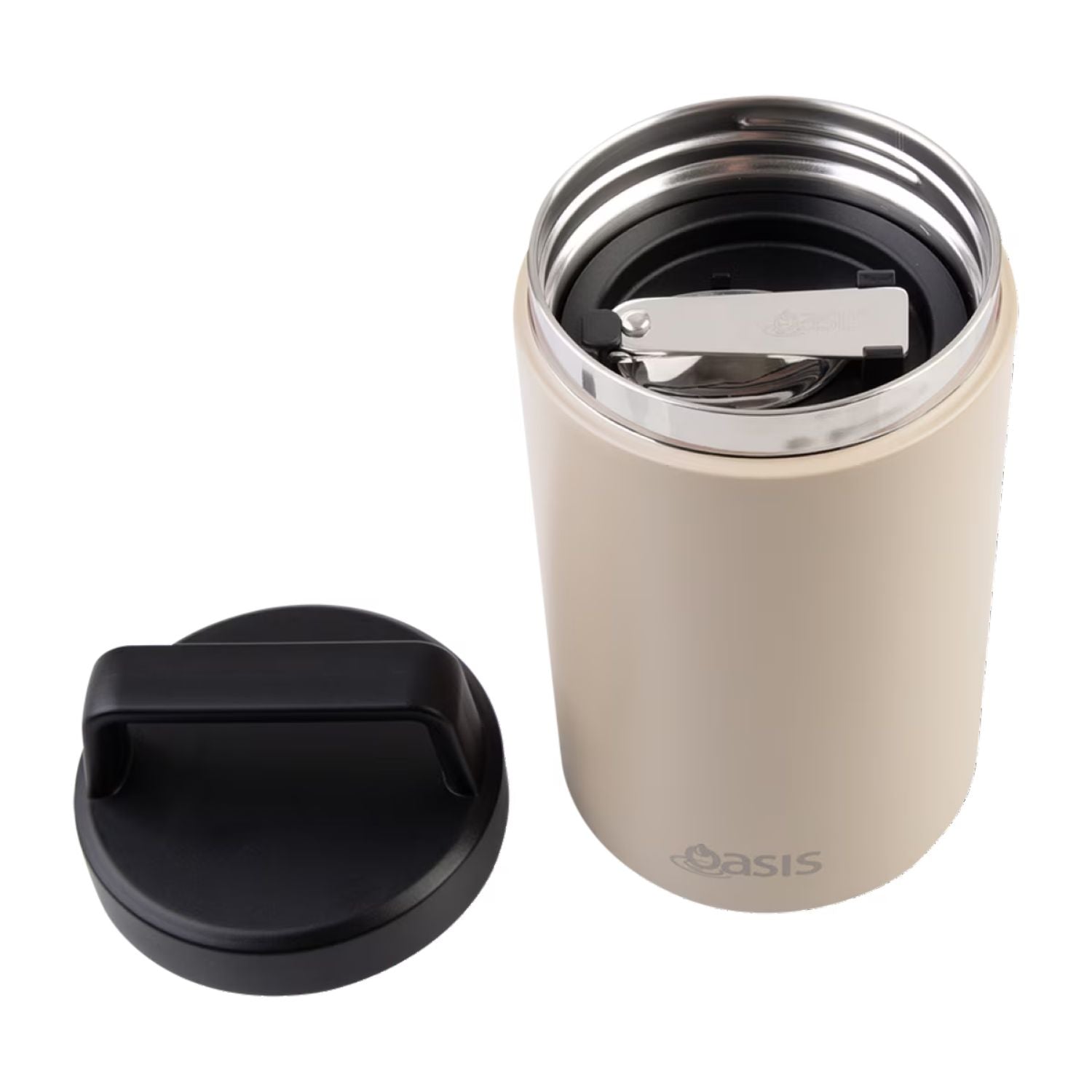Oasis S/S Insulated Dual Compartment Food Jar W Handle And Spoon 700ML