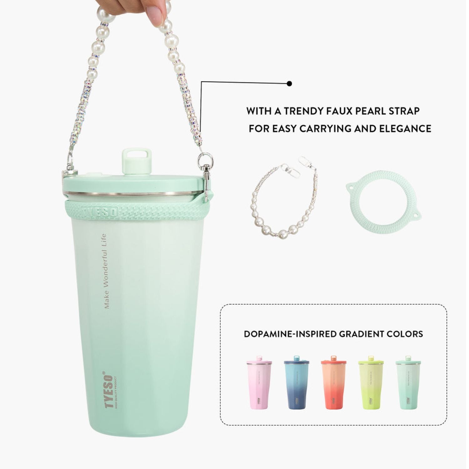 Tyeso Flaire 2.0 Retractable Straw S/S Vacuum Insulated Tumbler 600ML