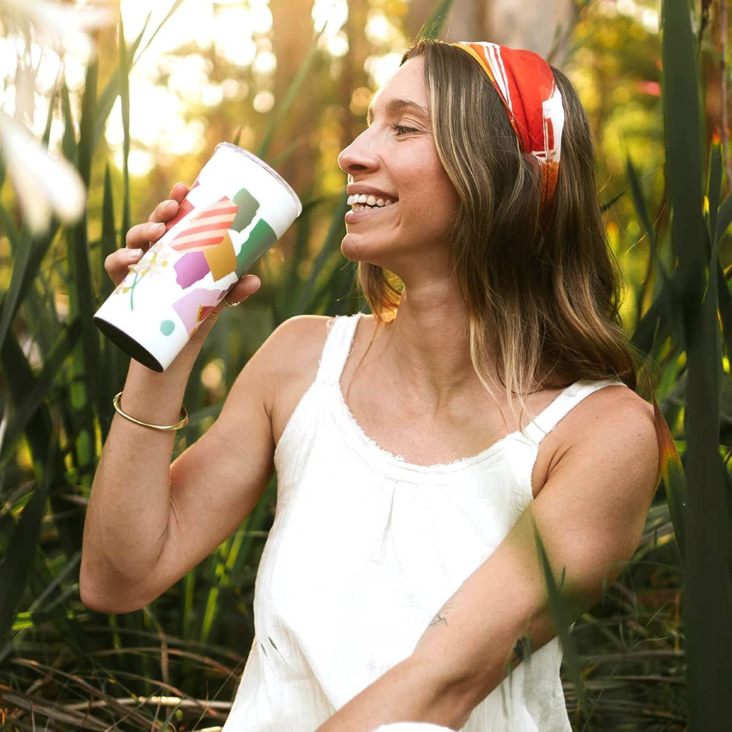 STTOKE Leah Summer Blooms Leakproof Ceramic Insulated Cup