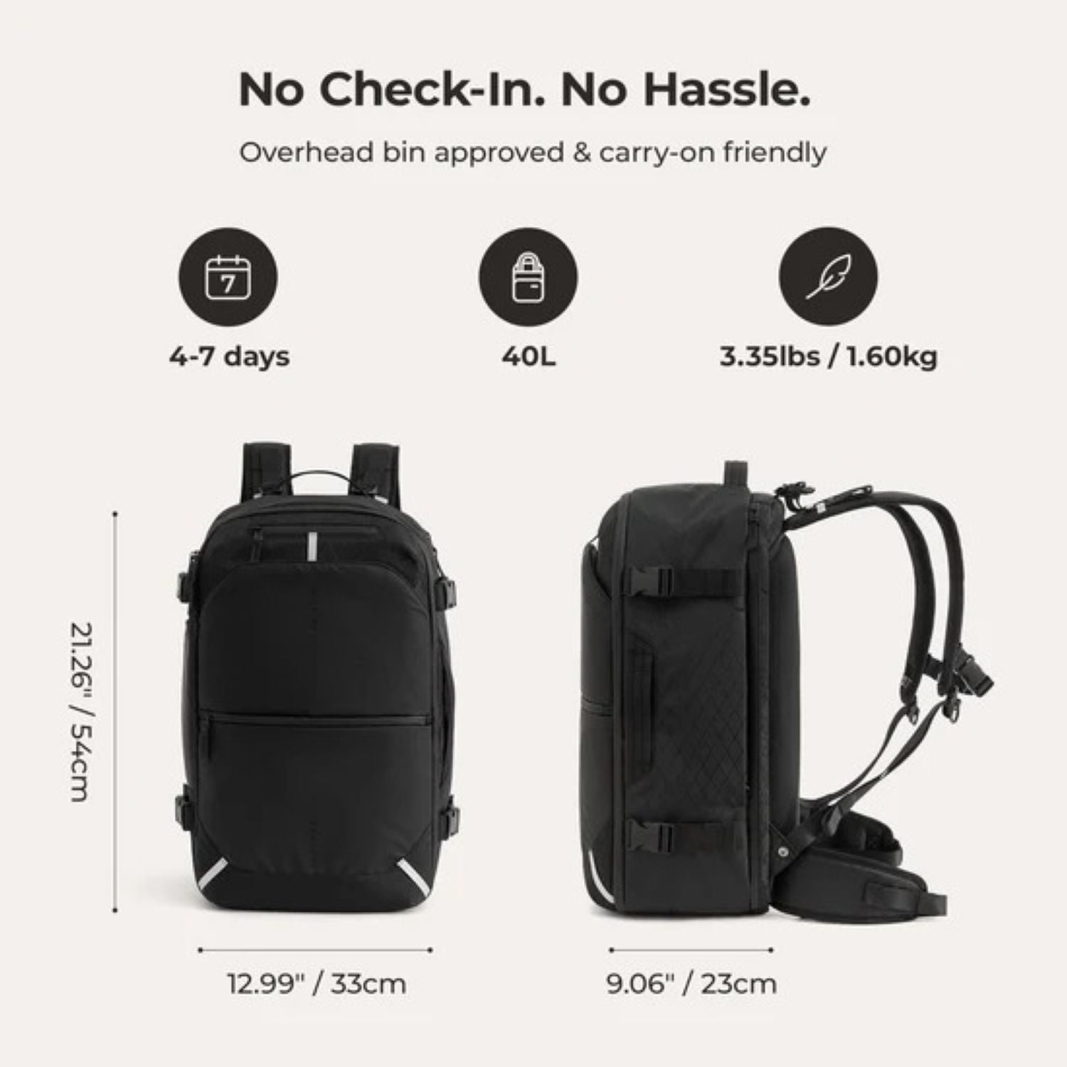 Bagsmart Dense Carry On Travel Backpack 40L